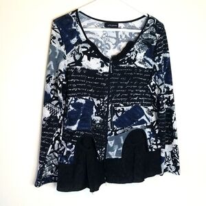🎯 LV Collection Zip Up Sweater W/Lace Pockets M/Large EUC Black/white